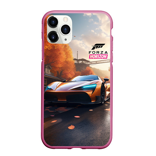 Чехол iPhone 11 Pro матовый Forza Horison осенний пейзаж / 3D-Малиновый – фото 1