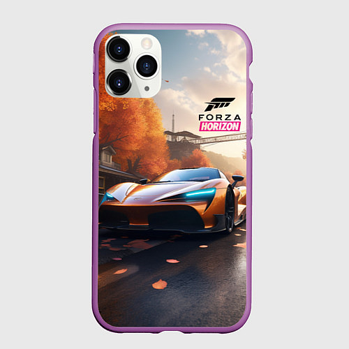 Чехол iPhone 11 Pro матовый Forza Horison осенний пейзаж / 3D-Фиолетовый – фото 1