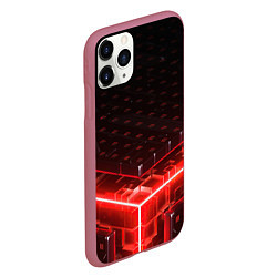 Чехол iPhone 11 Pro матовый Неоновые плиты - красные, цвет: 3D-малиновый — фото 2