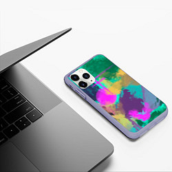 Чехол iPhone 11 Pro матовый Пятна краски и леопардовая шкура абстракция, цвет: 3D-светло-сиреневый — фото 2