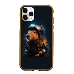 Чехол iPhone 11 Pro матовый Cool capybara - cyberpunk - neural network, цвет: 3D-коричневый