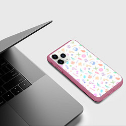 Чехол iPhone 11 Pro матовый Оружие - цветной на белом, цвет: 3D-малиновый — фото 2