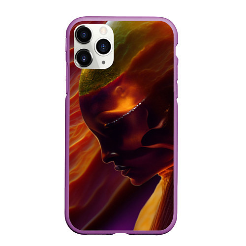 Чехол iPhone 11 Pro матовый Ангел огня / 3D-Фиолетовый – фото 1