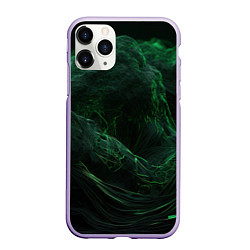 Чехол iPhone 11 Pro матовый Темно зеленая абстракция, цвет: 3D-светло-сиреневый