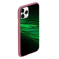 Чехол iPhone 11 Pro матовый Green neon lines, цвет: 3D-малиновый — фото 2