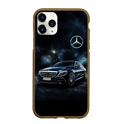 Чехол iPhone 11 Pro матовый Mercedes Benz galaxy / 3D-Коричневый – фото 1