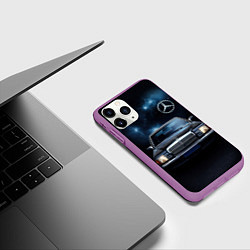 Чехол iPhone 11 Pro матовый Мерседес черное небо, цвет: 3D-фиолетовый — фото 2