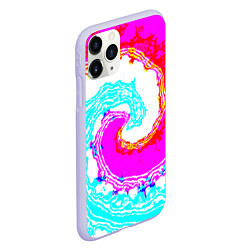 Чехол iPhone 11 Pro матовый Тай-дай бирюзово-розовый, цвет: 3D-светло-сиреневый — фото 2