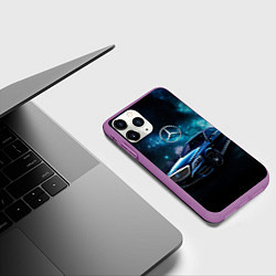 Чехол iPhone 11 Pro матовый Синий мерседес, цвет: 3D-фиолетовый — фото 2