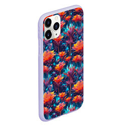 Чехол iPhone 11 Pro матовый Футуристические цветы узор, цвет: 3D-светло-сиреневый — фото 2