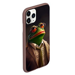 Чехол iPhone 11 Pro матовый Лягушка Пепе в костюме, цвет: 3D-коричневый — фото 2