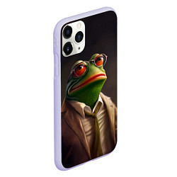 Чехол iPhone 11 Pro матовый Лягушка Пепе в костюме, цвет: 3D-светло-сиреневый — фото 2