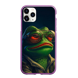 Чехол iPhone 11 Pro матовый Pepe frog, цвет: 3D-фиолетовый