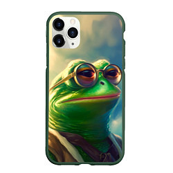 Чехол iPhone 11 Pro матовый Лягушка Пепе, цвет: 3D-темно-зеленый