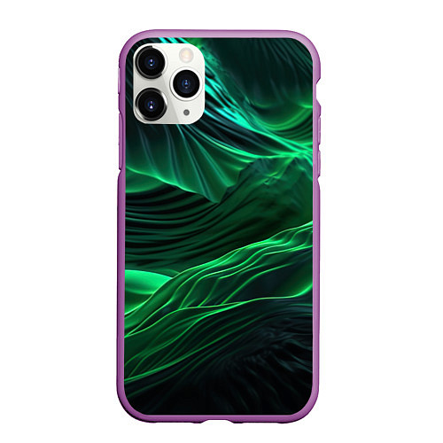 Чехол iPhone 11 Pro матовый Зеленая абстракция / 3D-Фиолетовый – фото 1