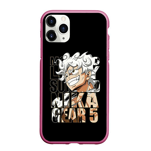 Чехол iPhone 11 Pro матовый Luffy Gear 5 Луффи / 3D-Малиновый – фото 1