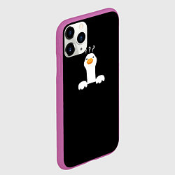 Чехол iPhone 11 Pro матовый Вопрошающий гусь, цвет: 3D-фиолетовый — фото 2