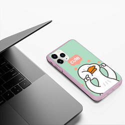 Чехол iPhone 11 Pro матовый Dear goose - кавайный, цвет: 3D-розовый — фото 2