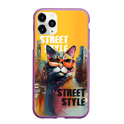 Чехол iPhone 11 Pro матовый Кот в городе - street style