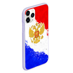Чехол iPhone 11 Pro матовый Герб РФ - триколор красками, цвет: 3D-светло-сиреневый — фото 2