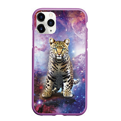 Чехол iPhone 11 Pro матовый Space leopard, цвет: 3D-фиолетовый