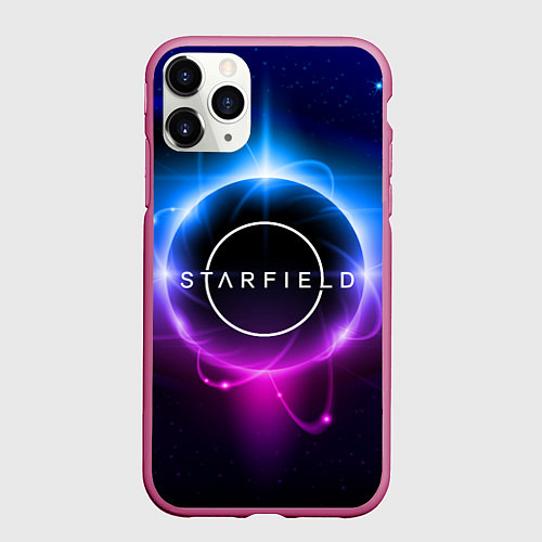Чехол iPhone 11 Pro матовый Starfield space logo / 3D-Малиновый – фото 1