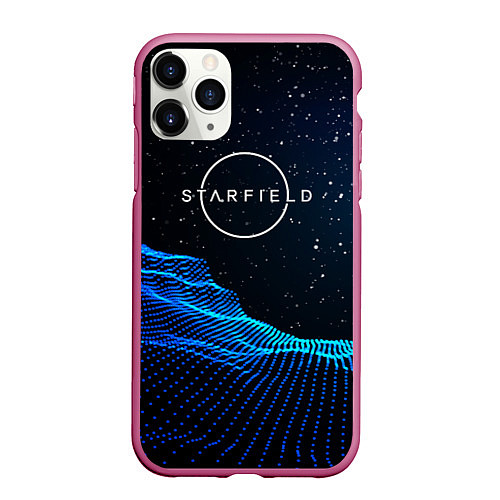 Чехол iPhone 11 Pro матовый Space logo Starfield / 3D-Малиновый – фото 1
