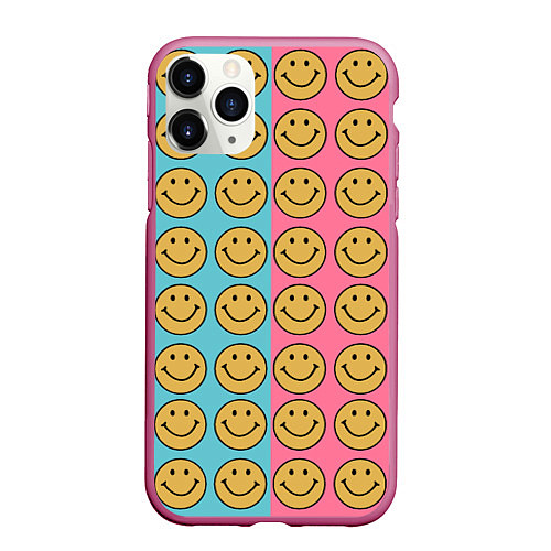 Чехол iPhone 11 Pro матовый Smiley / 3D-Малиновый – фото 1