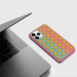 Чехол iPhone 11 Pro матовый Smiley, цвет: 3D-малиновый — фото 2