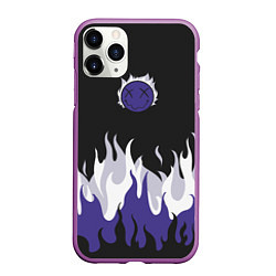 Чехол iPhone 11 Pro матовый Black fire emoji, цвет: 3D-фиолетовый
