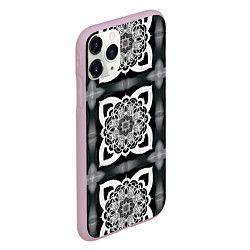 Чехол iPhone 11 Pro матовый Квадратная мандала узор, цвет: 3D-розовый — фото 2