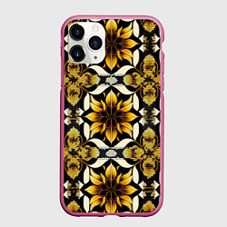 Чехол iPhone 11 Pro матовый Витражная лилия узор