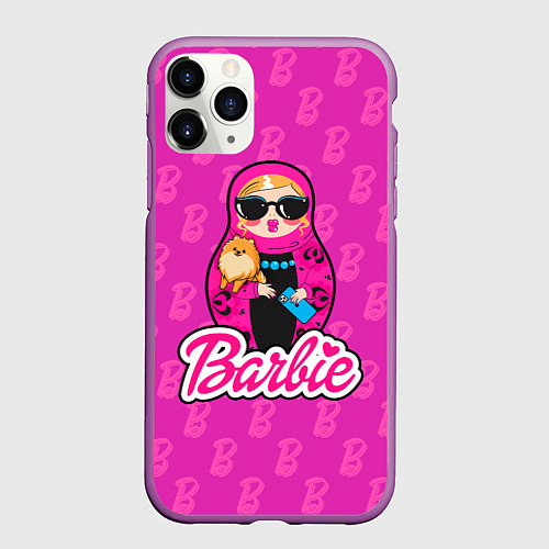 Чехол iPhone 11 Pro матовый Девушка Барби / 3D-Фиолетовый – фото 1
