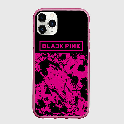 Чехол iPhone 11 Pro матовый Black pink - emblem - pattern - music / 3D-Малиновый – фото 1
