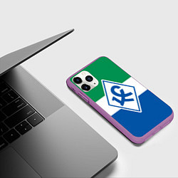 Чехол iPhone 11 Pro матовый Крылья Советов - футбольный клуб, цвет: 3D-фиолетовый — фото 2