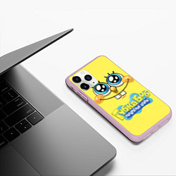 Чехол iPhone 11 Pro матовый Губка Боб квадратные штаны, цвет: 3D-розовый — фото 2