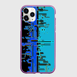 Чехол iPhone 11 Pro матовый Кибер-глитч синий, цвет: 3D-фиолетовый