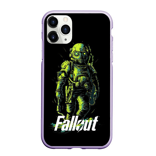 Чехол iPhone 11 Pro матовый Fallout green / 3D-Светло-сиреневый – фото 1