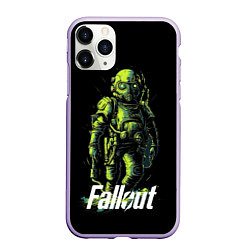 Чехол iPhone 11 Pro матовый Fallout green, цвет: 3D-светло-сиреневый