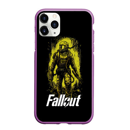 Чехол iPhone 11 Pro матовый Fallout green style / 3D-Фиолетовый – фото 1