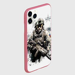 Чехол iPhone 11 Pro матовый ВС России спецназ, цвет: 3D-малиновый — фото 2