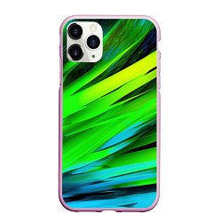 Чехол iPhone 11 Pro матовый Green abstract, цвет: 3D-розовый