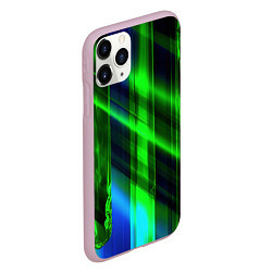 Чехол iPhone 11 Pro матовый Зеленая зеркальная абстракция, цвет: 3D-розовый — фото 2