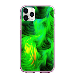 Чехол iPhone 11 Pro матовый Зеленый абстрактный дым, цвет: 3D-розовый