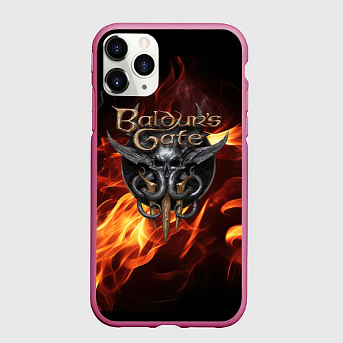 Чехол iPhone 11 Pro матовый Baldurs Gate 3 fire / 3D-Малиновый – фото 1