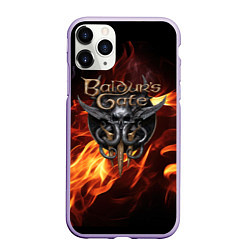 Чехол iPhone 11 Pro матовый Baldurs Gate 3 fire, цвет: 3D-светло-сиреневый