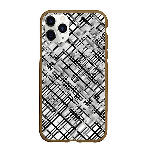 Чехол iPhone 11 Pro матовый Чёрно-белая сеть / 3D-Коричневый – фото 1