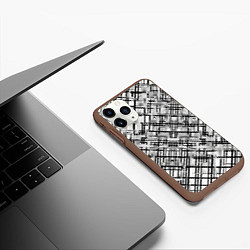 Чехол iPhone 11 Pro матовый Чёрно-белая сеть, цвет: 3D-коричневый — фото 2