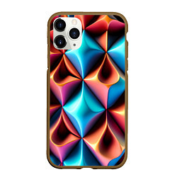 Чехол iPhone 11 Pro матовый Разноцветные объёмные ромбы узор, цвет: 3D-коричневый