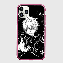 Чехол iPhone 11 Pro матовый Сатору Годжо - черно-белый, цвет: 3D-малиновый